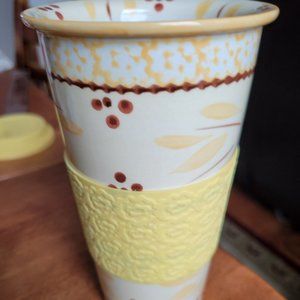 OLD WORLD YELLOW 16OZ TUMLER CERAMIC BY TEMPTATIONS GREAT CONDITION